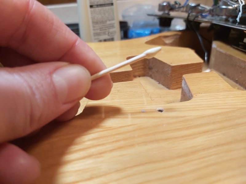 fixing a stripped pickguard screwhole